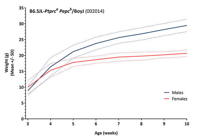 Body Weight Information for JAX® Mice Strain Pep Boy (002014)