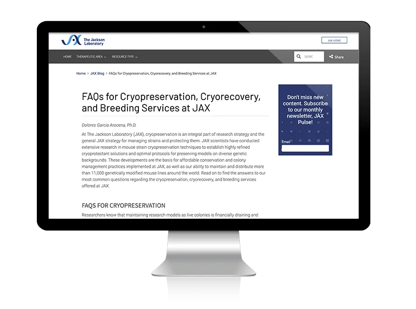 FAQs for Cryopreservation, Cryorecovery, and Breeding Services at JAX