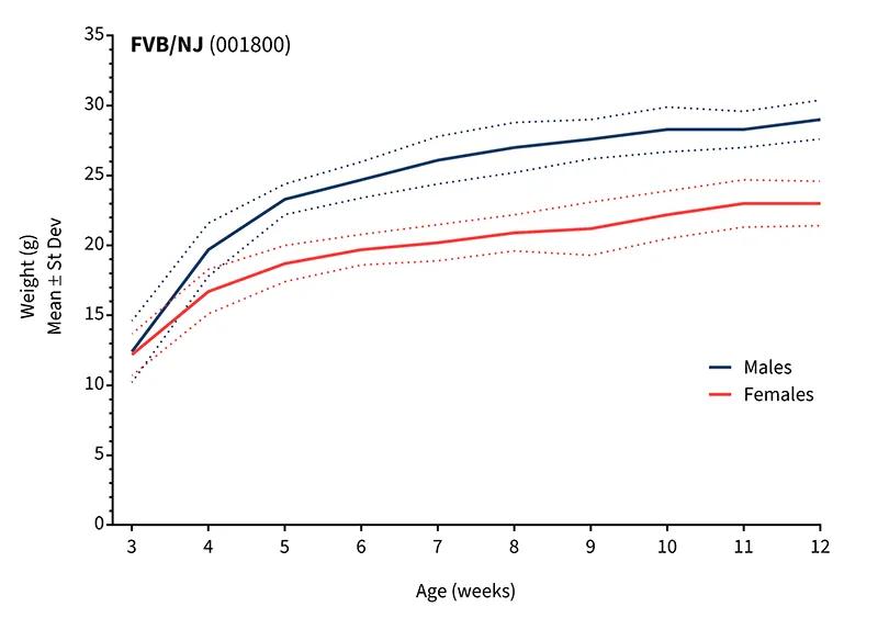 Body Weight Information for JAX® Mice Strain FVB (001800)