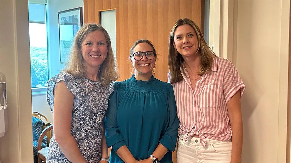 Left to right – Danielle Luciano, M.D., director for minimally invasive gynecological surgery at UConn Health, Elise Courtois, Ph.D., and Arleigh Cole Doyle, a patient advocate and member of the Connecticut Endometriosis Working Group