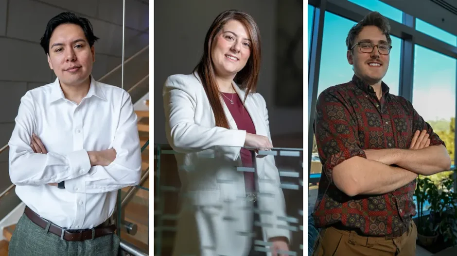 The 2026 Brooks Scholars: Alexander Arnuk, Ph.D.; Cristina Baquero Mayo, Ph.D.; and James Miller Ph.D.