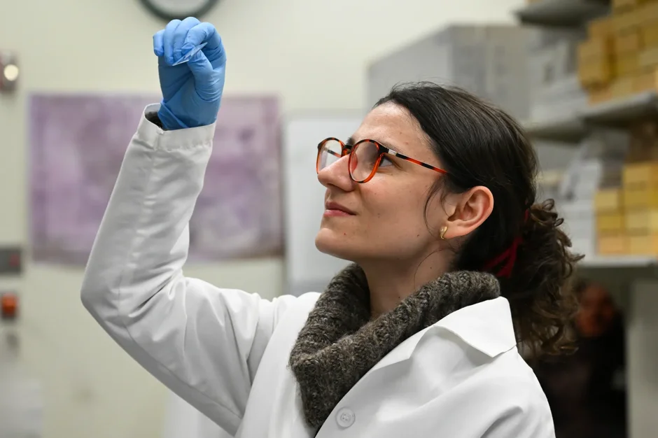M.D./Ph.D. Student and course participant Sara Halili who is focusing on cell biology in the lab at UConn Health in Farmington, CT