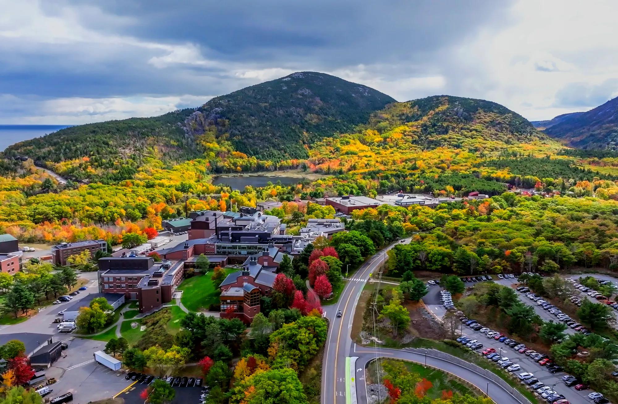 Aerial view of The Jackson Laboratory in Bar Harbor, Maine